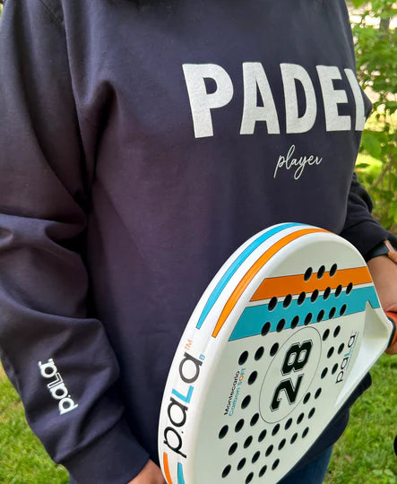 PADEL player hoodie Navy Blue-White letters