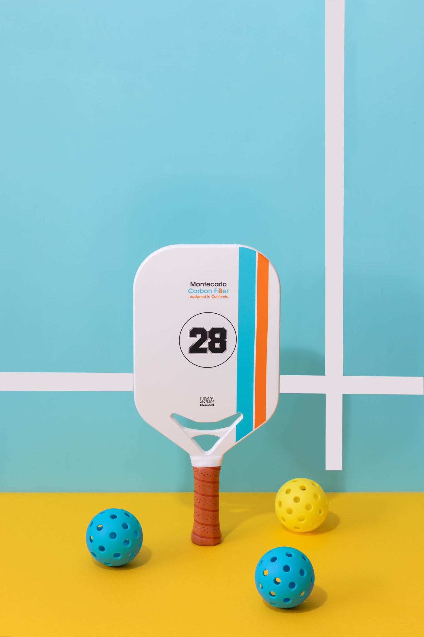 p.ala white pickleball montecarlo with blue background