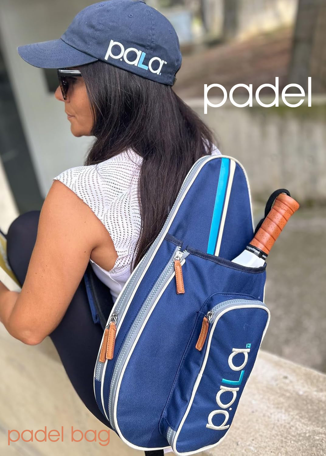 blue padel racket female player