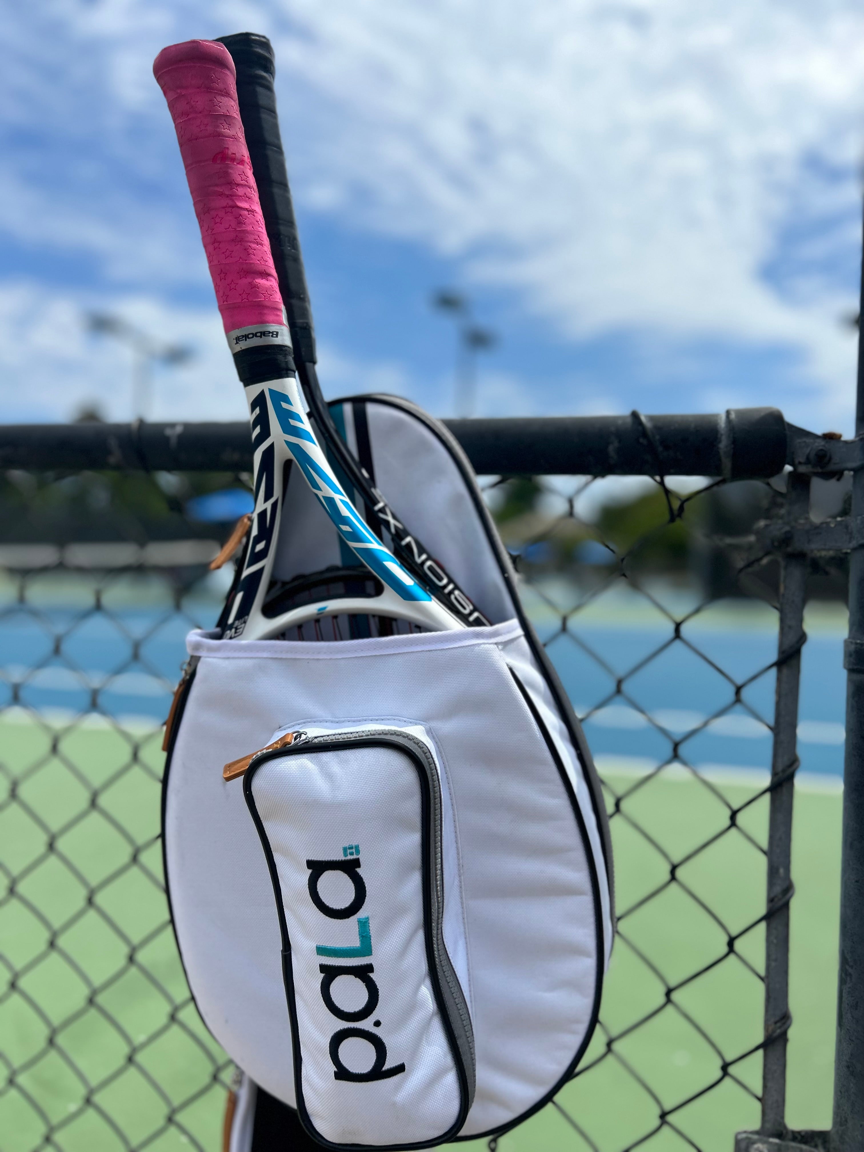 sling tennis bag fits 2 rackets and accessories